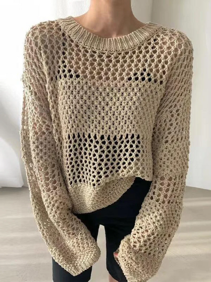 Pull en crochet ajouré respirant pour femmes