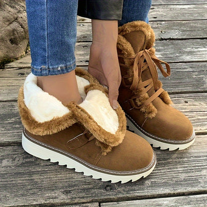 Bottes de neige d'hiver doublées de peluche femmes