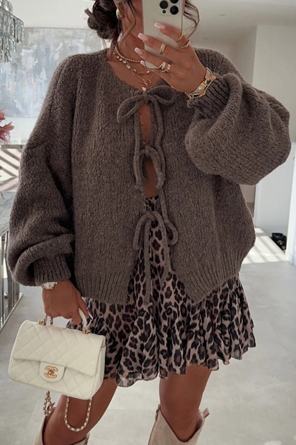 Confortable pull en tricot col V avec lacets