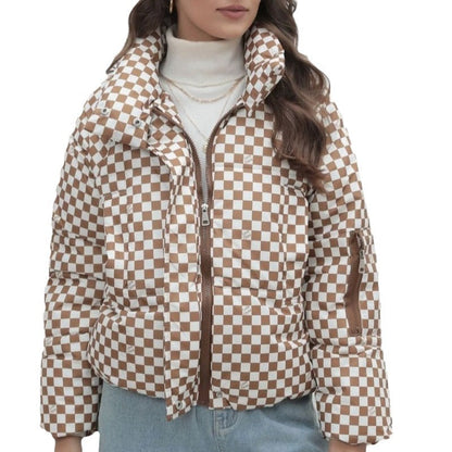 Veste matelassée coupe-vent pour femme avec col montant