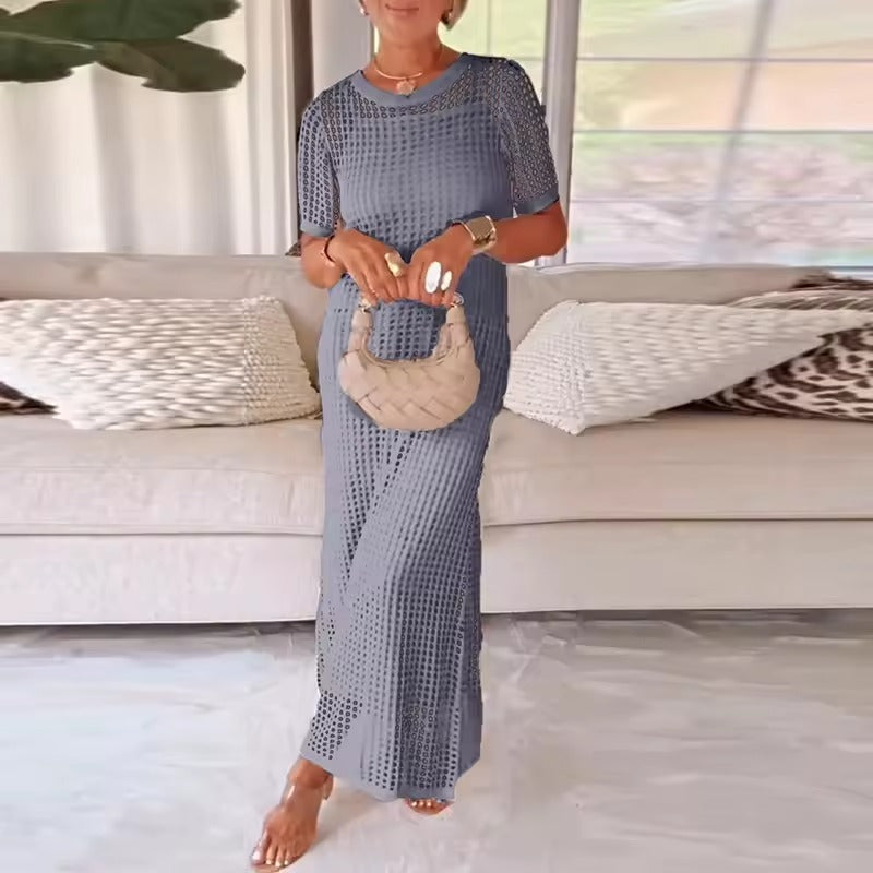 Robe Chic Deux-Pièces à Découpes avec Col Rond