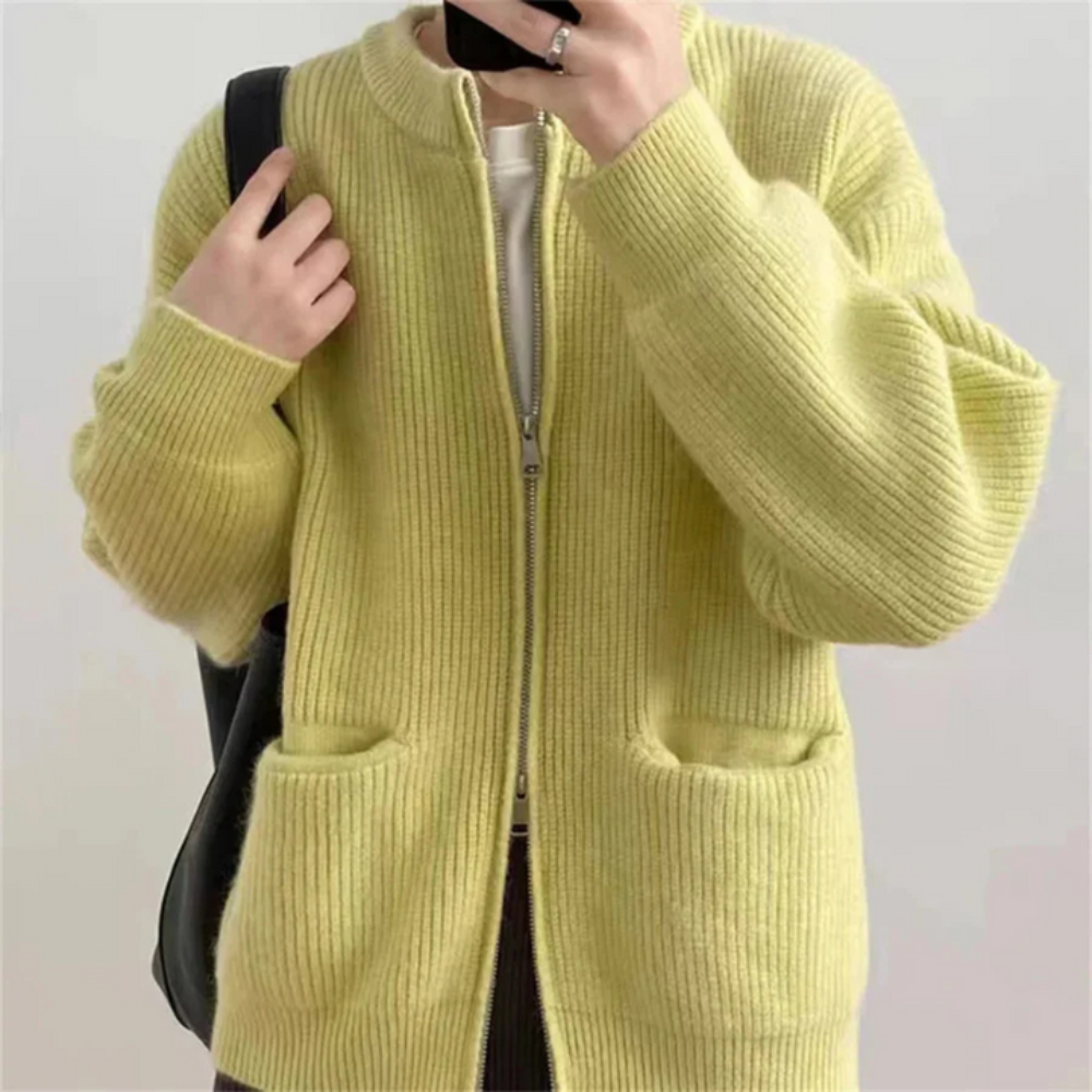 Cardigan élégant zippé pour femmes grande taille confort