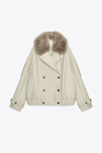 Manteau trapèze chic en fausse fourrure