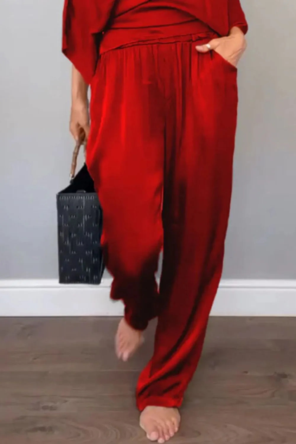 Ensemble Chic Haut Cache-cœur et Pantalon Décontracté Relaxé