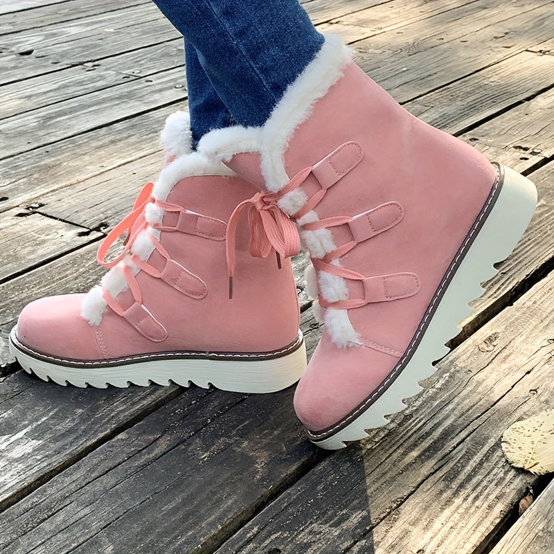 Bottes de neige d'hiver doublées de peluche femmes