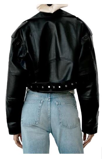 Blouson de motard en cuir noir classique