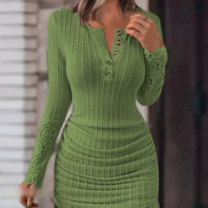 Robe Cintrée À Manches Longues Avec Cordon De Serrage Femme