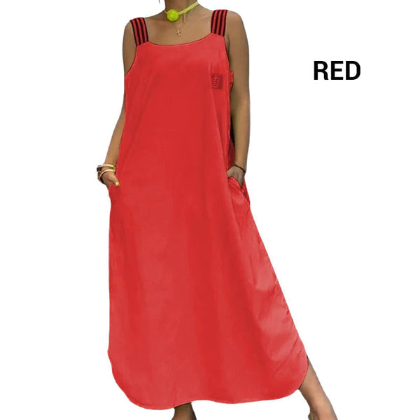 Robe maxi fluide avec larges bretelles et poches