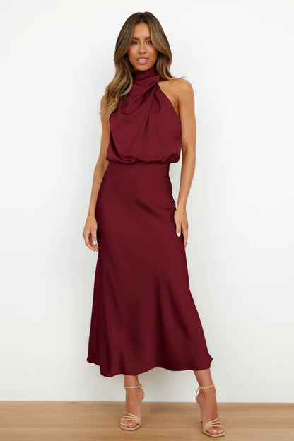 Robe Midi Satin Luxe pour Femmes