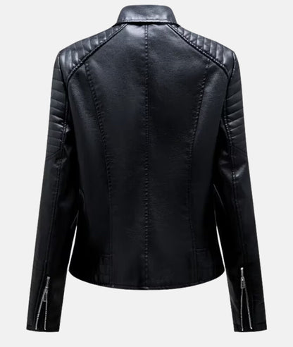 Veste de motard femme chic en cuir synthétique