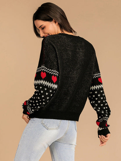 Pull de Noël en jacquard tricoté avec rennes