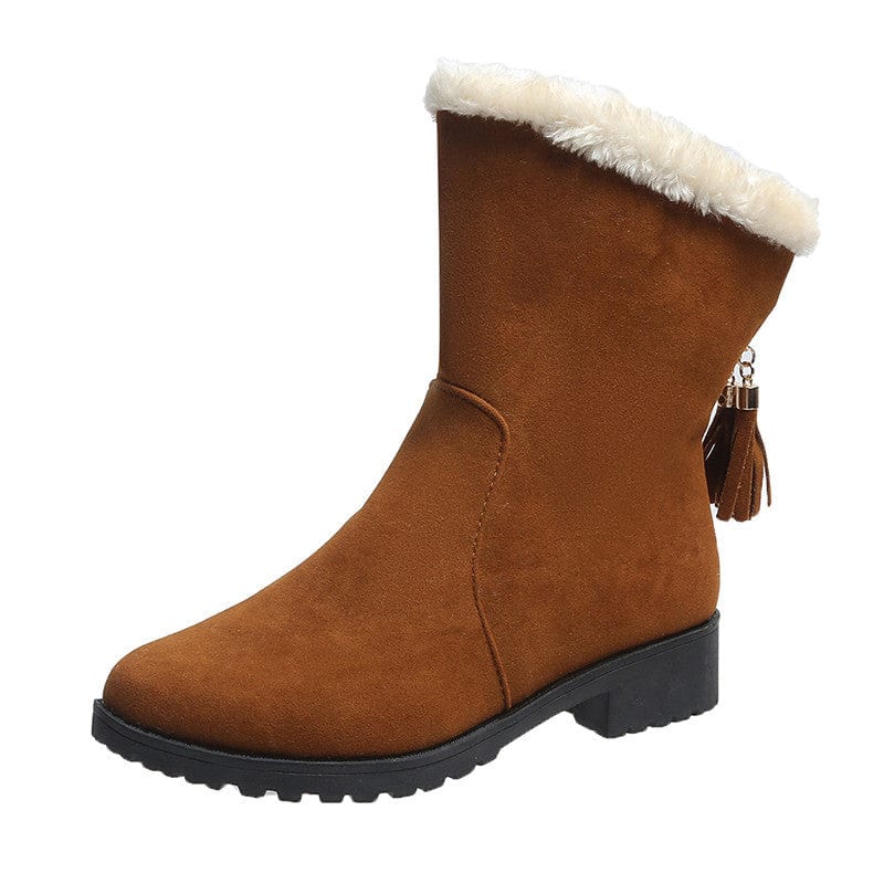Bottes courtes en peluche douillette pour femmes, chaleur hivernale