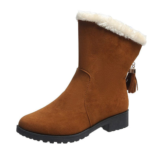 Bottes courtes en peluche douillette pour femmes, chaleur hivernale
