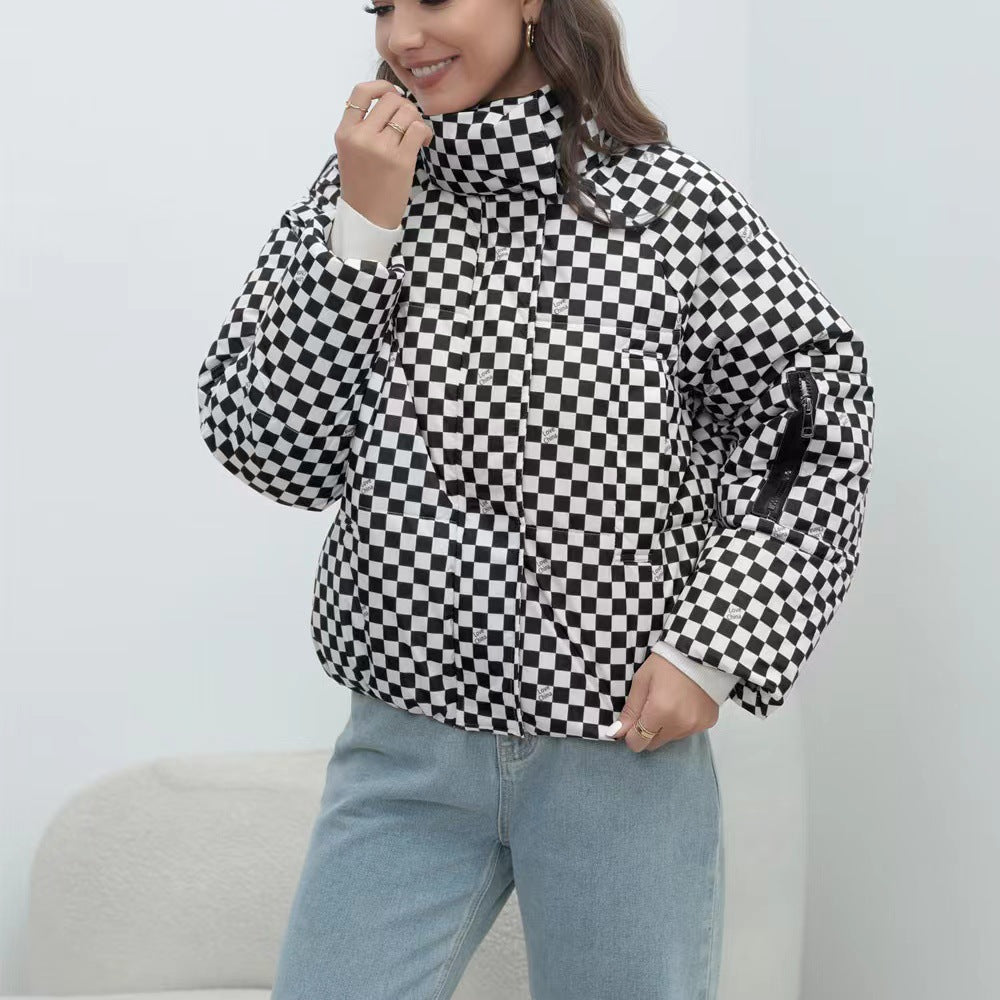 Veste matelassée coupe-vent pour femme avec col montant