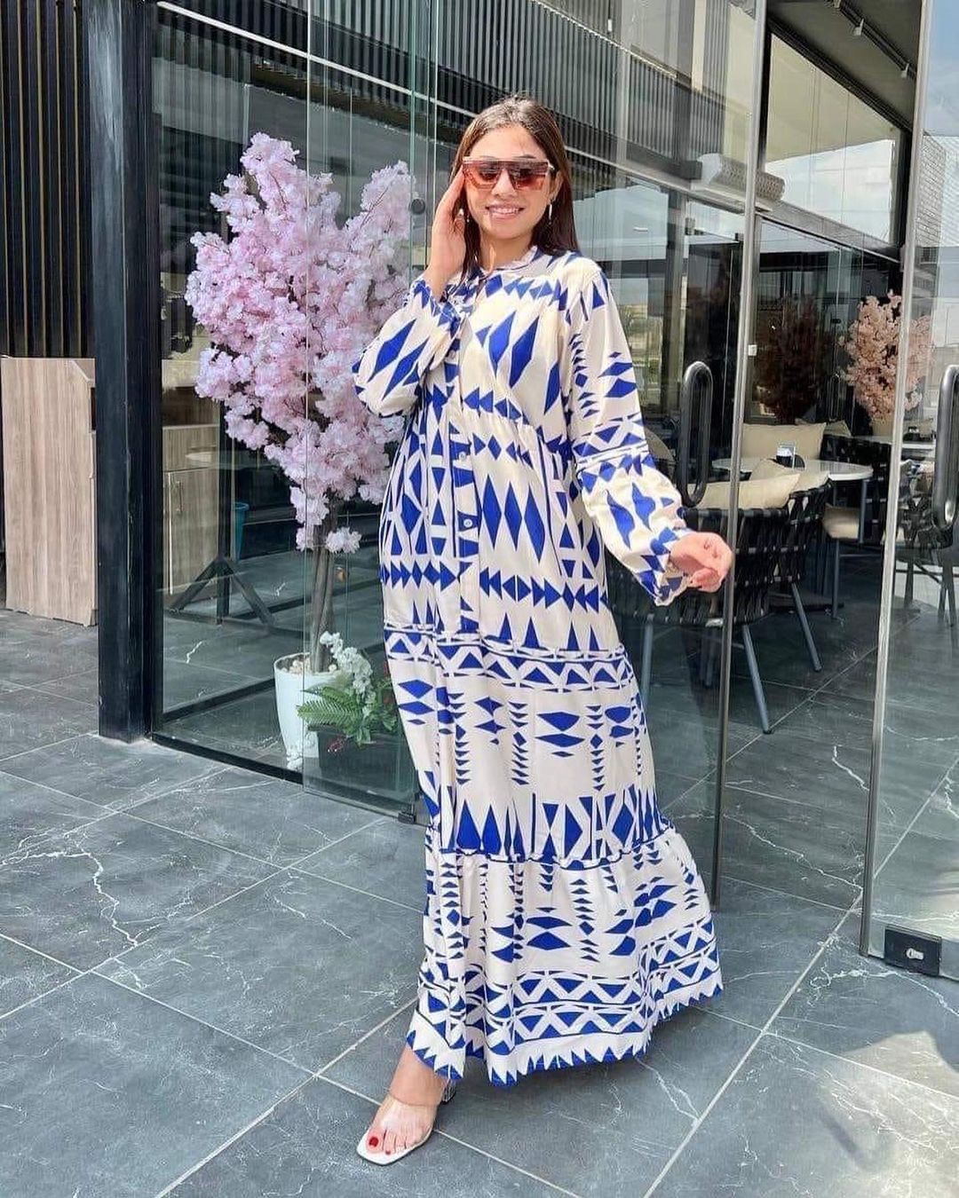 Robe Maxi Longue Femme Chic avec Imprimé