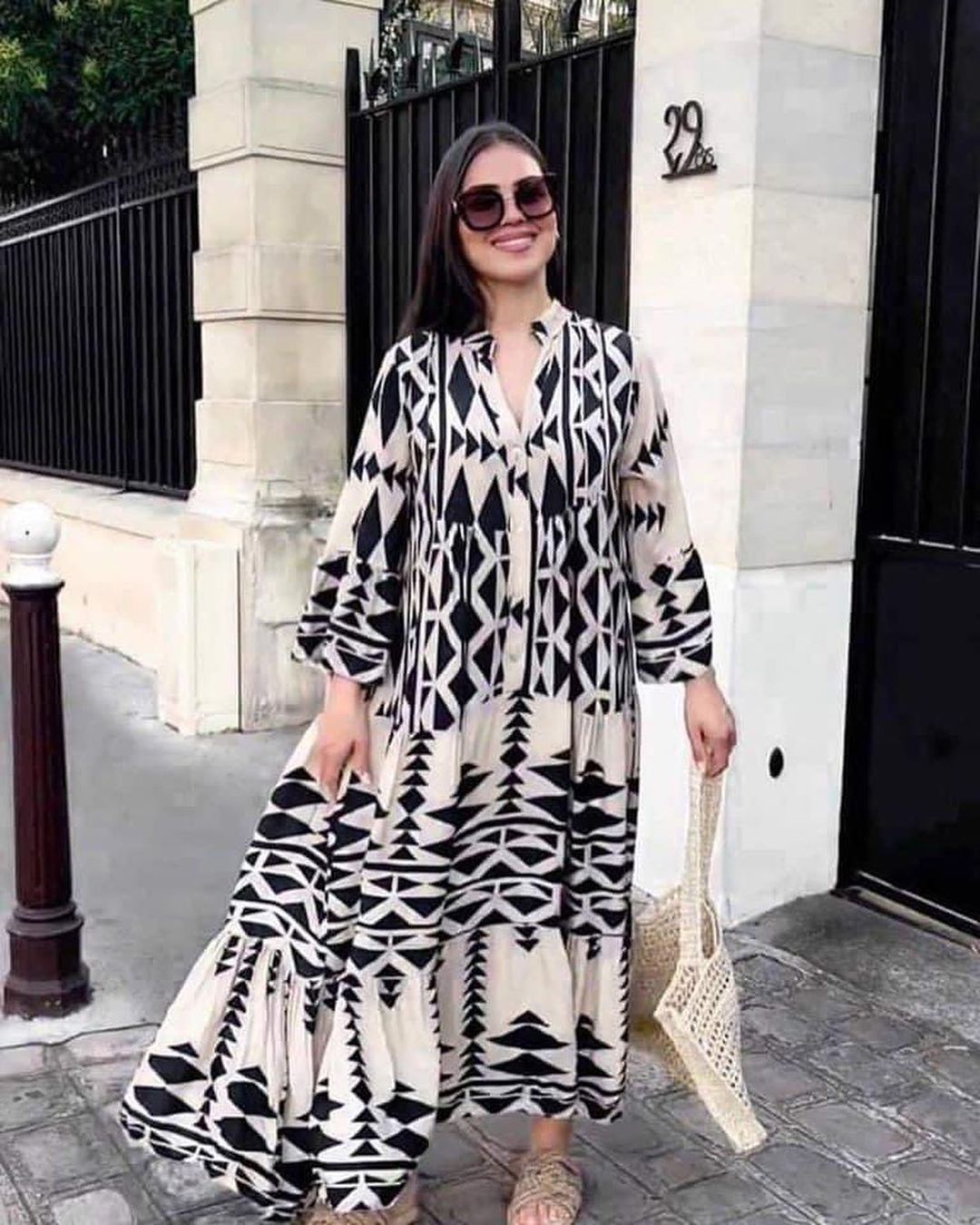 Robe Maxi Longue Femme Chic avec Imprimé