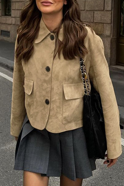 Veste décontractée à boutons avec col rabattu