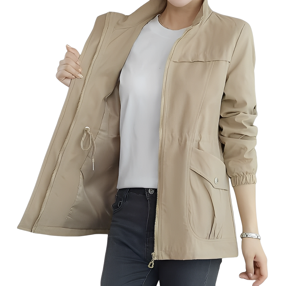 Veste légère chic pour femmes avec détail de taille ajustable