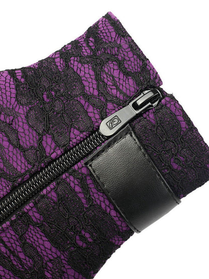 Bottes à plateforme en dentelle vintage avec talons épais