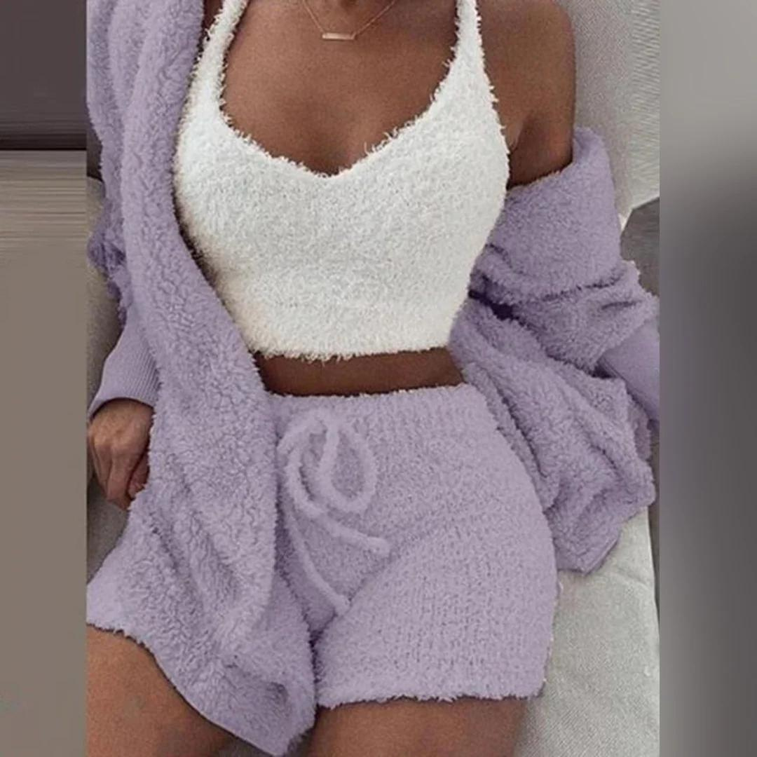 Ensemble Tricoté Fleece Trois Pièces Femme  Stylée