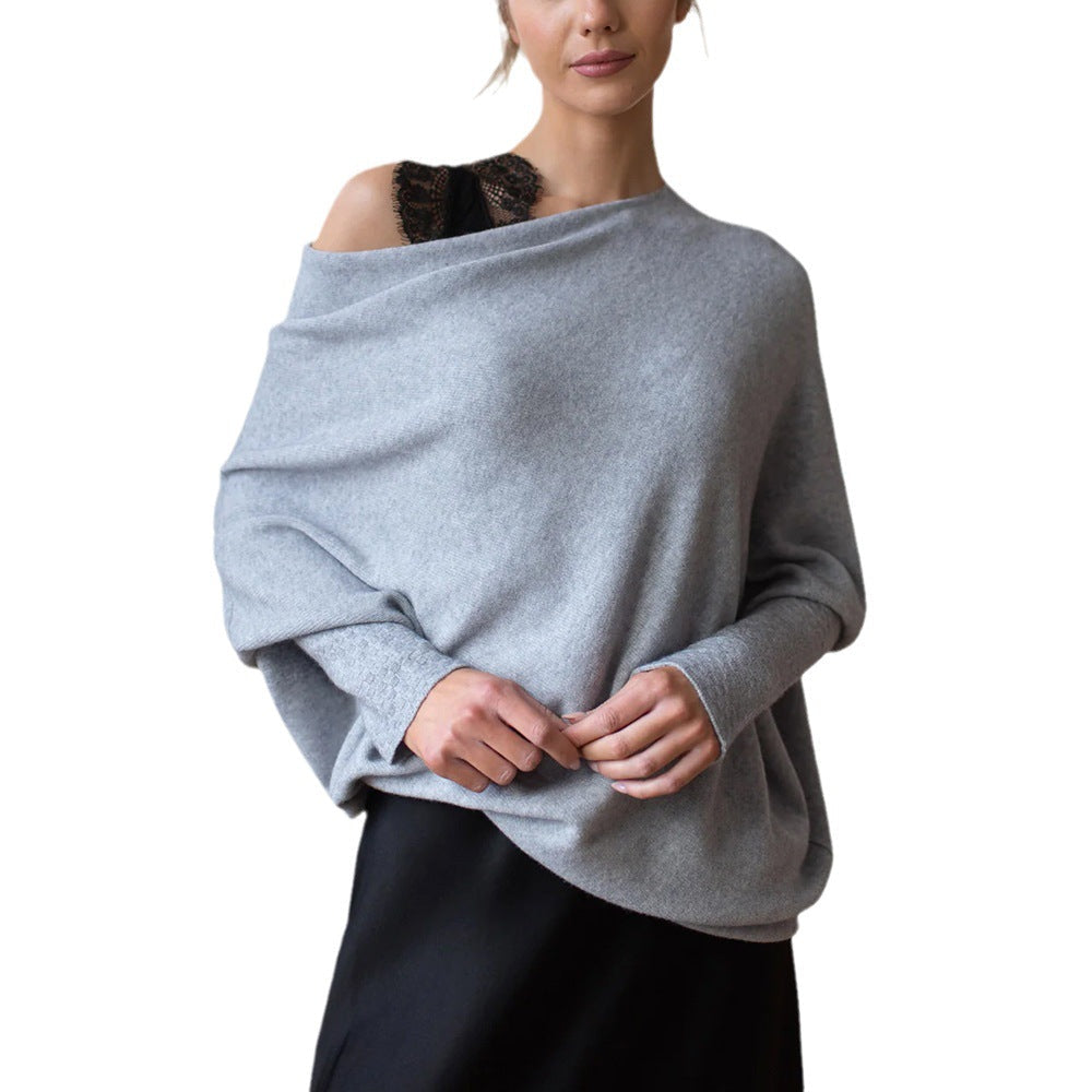 Pull en tricot surdimensionné et confortable à épaules dénudées