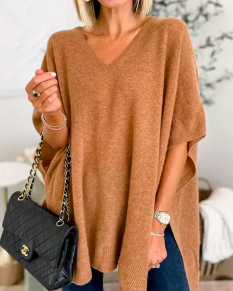 Blouse Poncho Décontractée Élégante Col V Femme