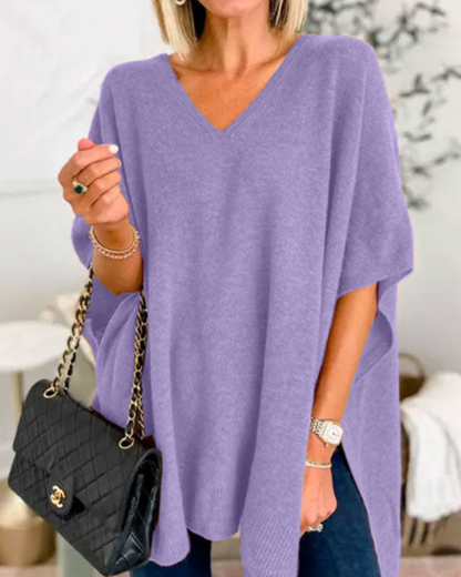 Blouse Poncho Décontractée Élégante Col V Femme