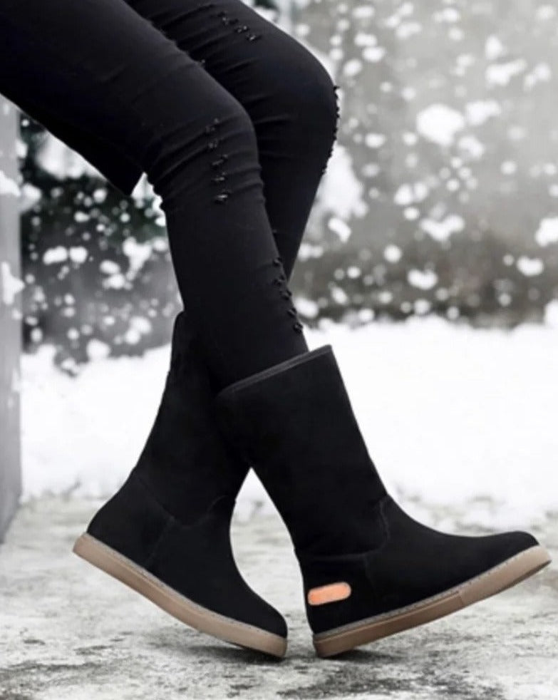 Bottes Hautes en Velours et Fourrure pour Femmes