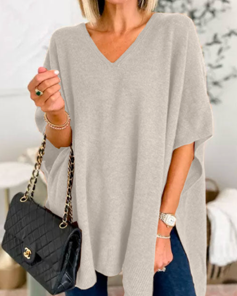 Blouse Poncho Décontractée Élégante Col V Femme