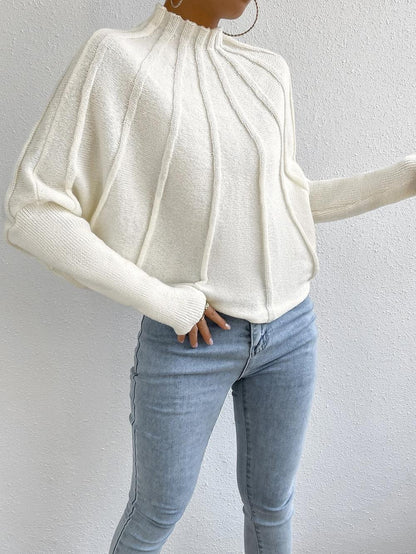 Pull Femme Blanc Tendance à Col Montant