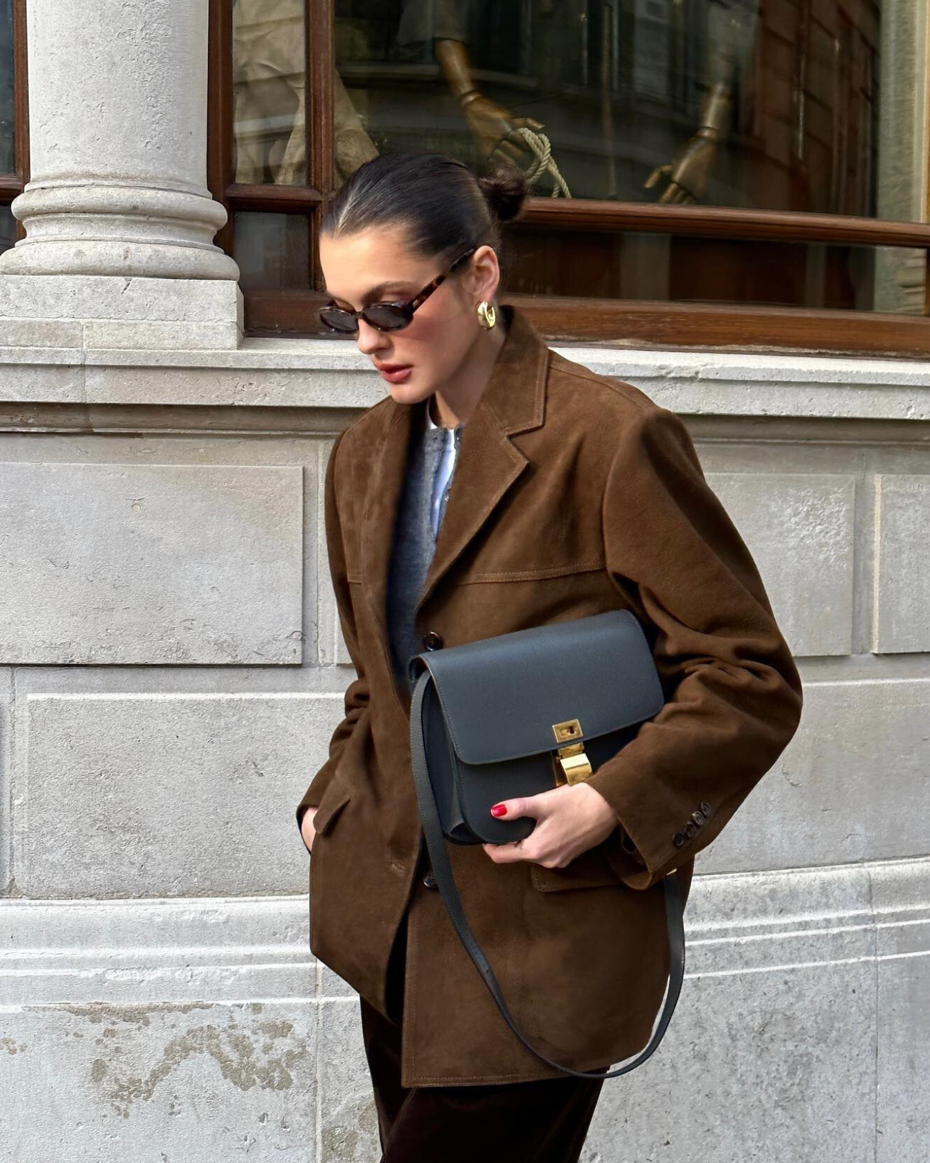 Blazer Élégant en Suède Synthétique pour Femmes