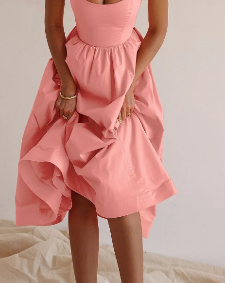 Robe Midi Sans Manches à Col Rond Chic Pour Femme