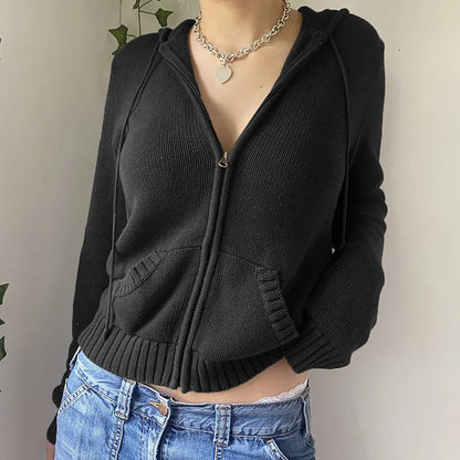 Cardigan en tricot à capuche confortable avec boutons sur le devant