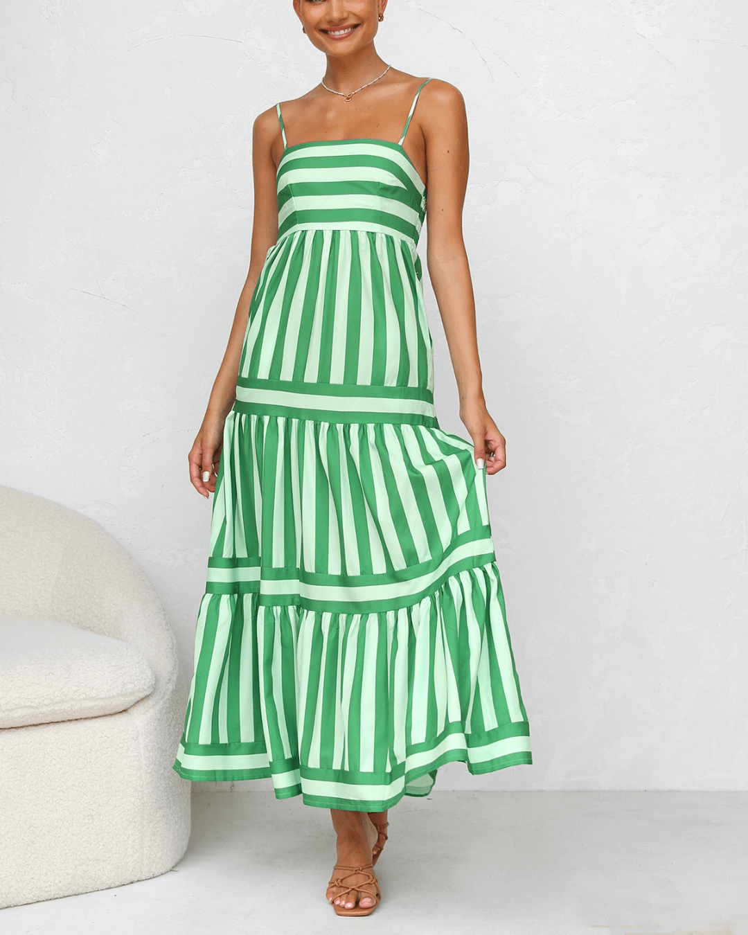 Robe midi décontractée à rayures