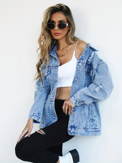 Veste en Jean Oversize Tendance pour Femmes