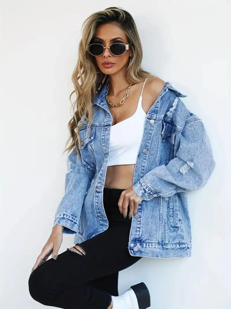 Veste en Jean Oversized Tendance pour Femmes