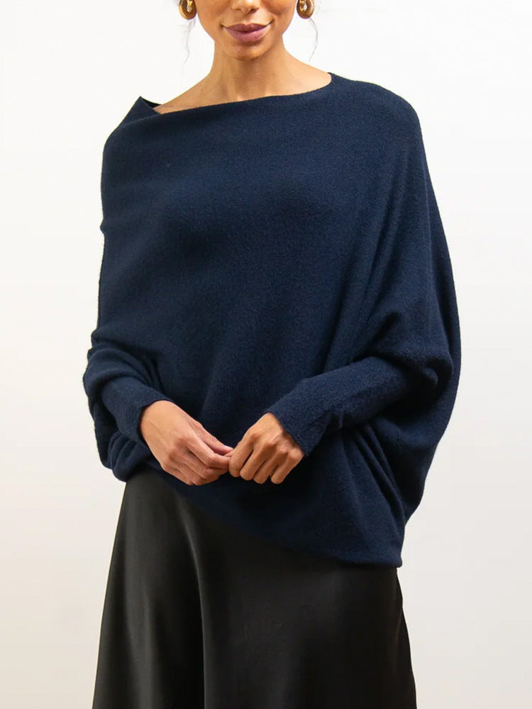 Pull en tricot surdimensionné et confortable à épaules dénudées