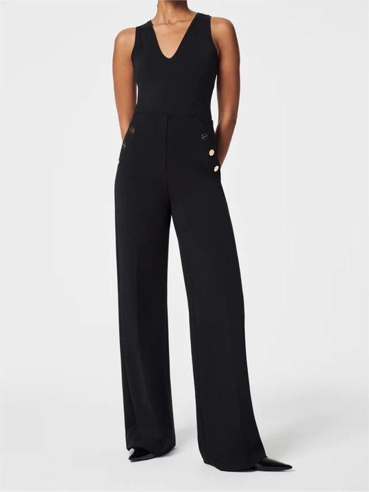 Pantalon large taille haute avec confort ventre caché