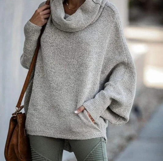 Pull chaud à col boule chauve-souris avec poches