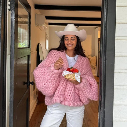 Cardigan décontracté en tricot torsadé uni confortable