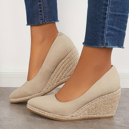 Espadrilles à Talon Wedge à Enfiler pour Femmes