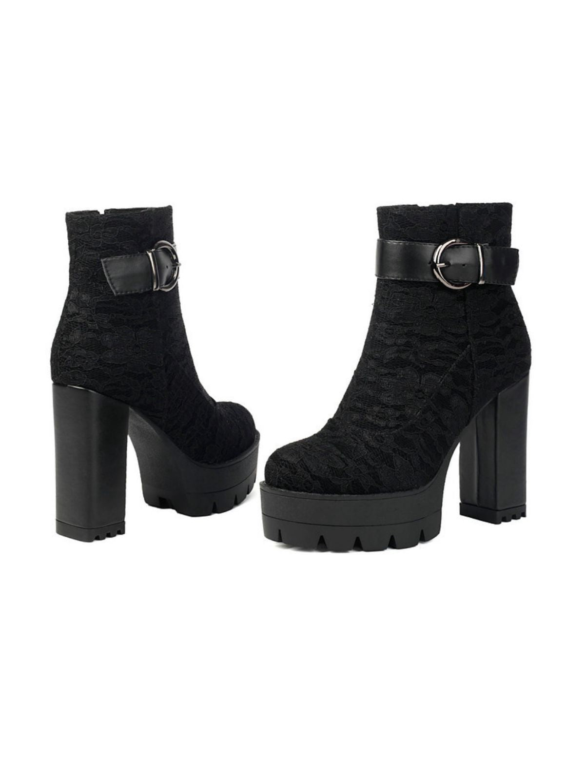 Bottes à plateforme en dentelle vintage avec talons épais