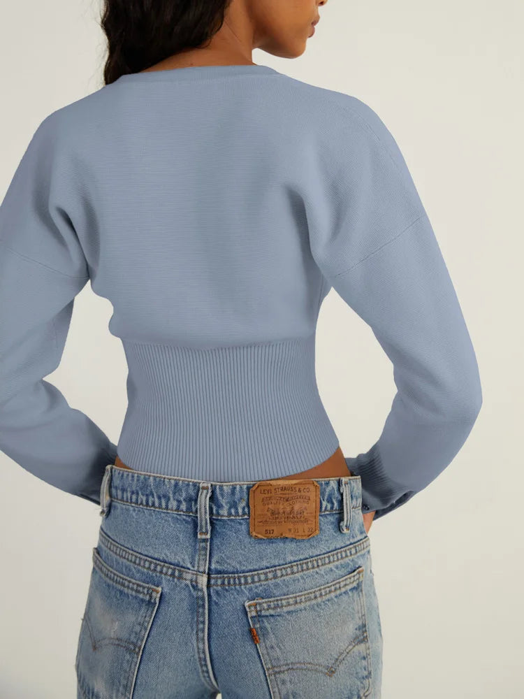 Cardigan ajusté en maille côtelée patchwork