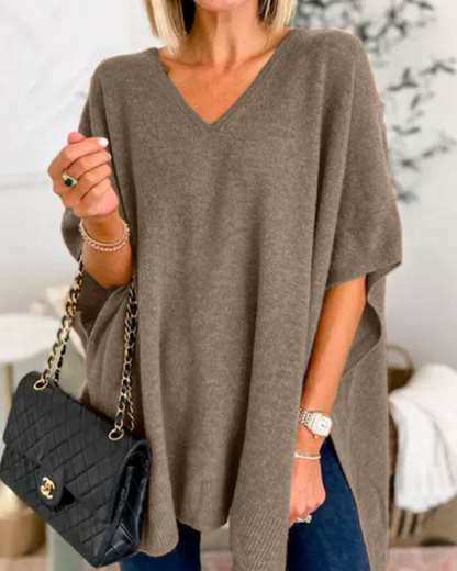 Blouse Poncho Décontractée Élégante Col V Femme