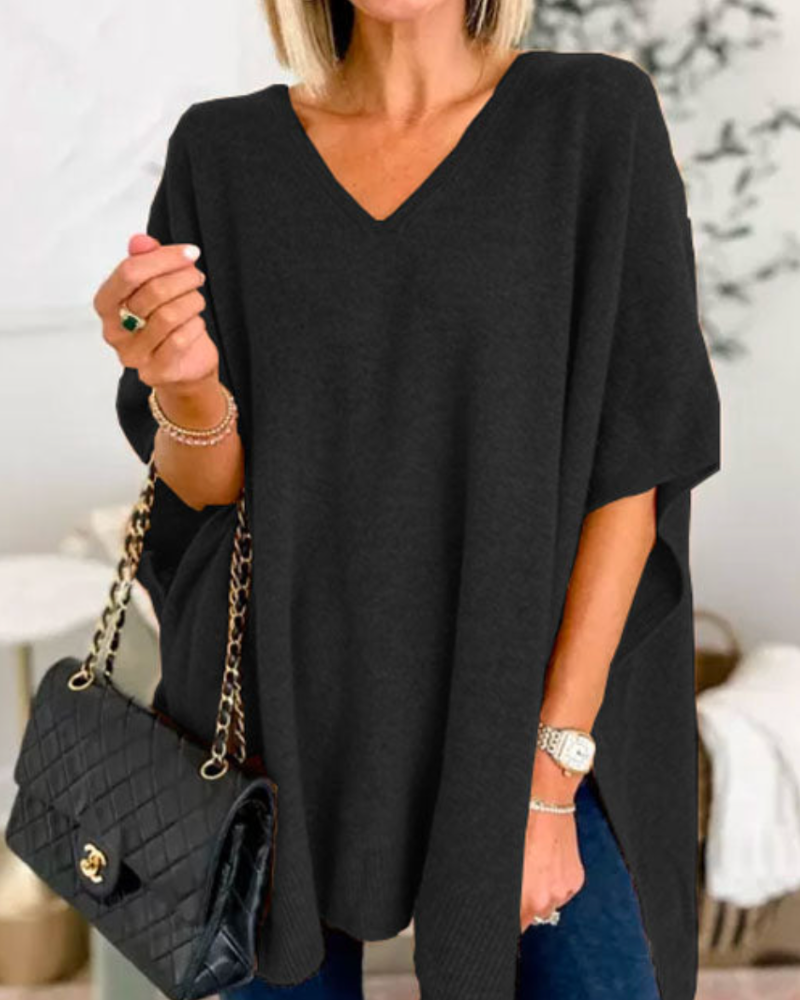 Blouse Poncho Décontractée Élégante Col V Femme