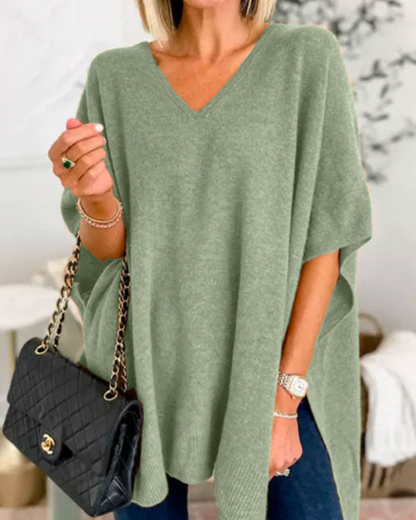 Blouse Poncho Décontractée Élégante Col V Femme