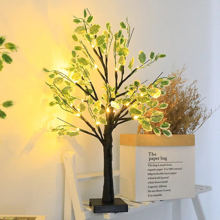 Lumière Arbre à Feuilles Vertes Luxueuses LED