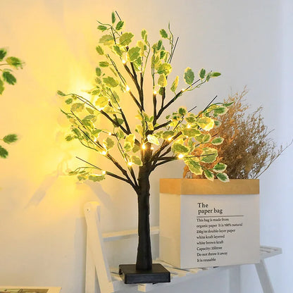 Lumière Arbre à Feuilles Vertes Luxueuses LED