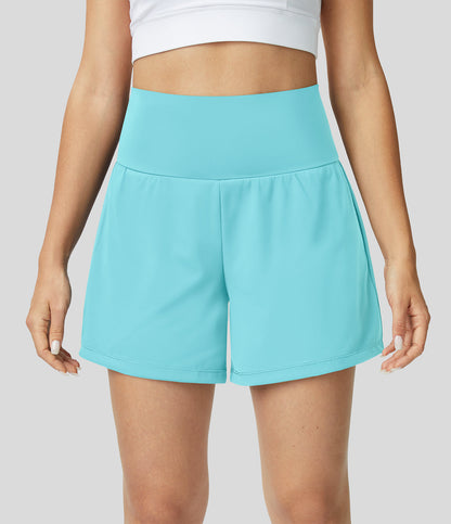 Femmes 2 en 1 poches latérales taille haute de yoga Shorts