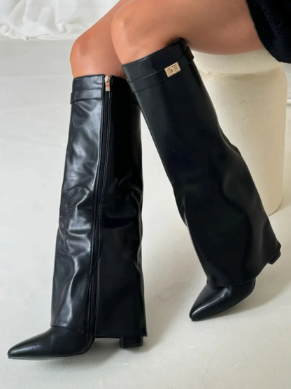 Bottes hautes pliables chic pour femmes